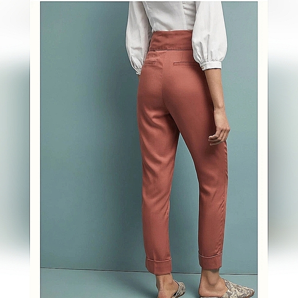 Anthropologie-Cartonniere NWT Belt Front Pants Rose 100% Lyocell-Size 14 - Picture 4 of 16